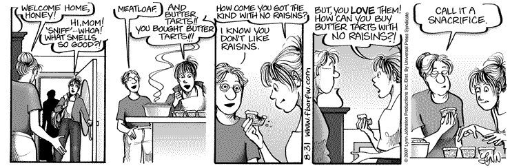 Daily Strip: Elly and April eat butter tarts