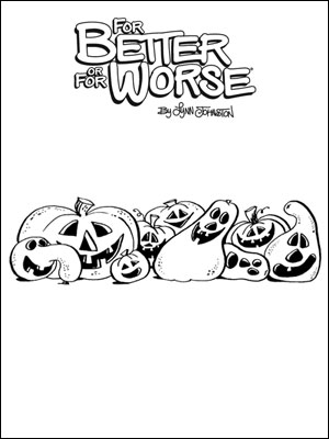A line of smiling jack o'lanterns